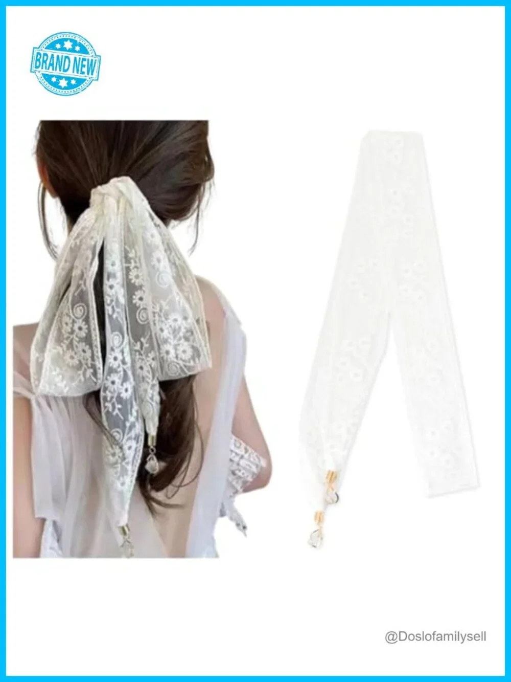 French Lace Hair Ribbon Headband Scarf - Long Ribbon for Hair Styling